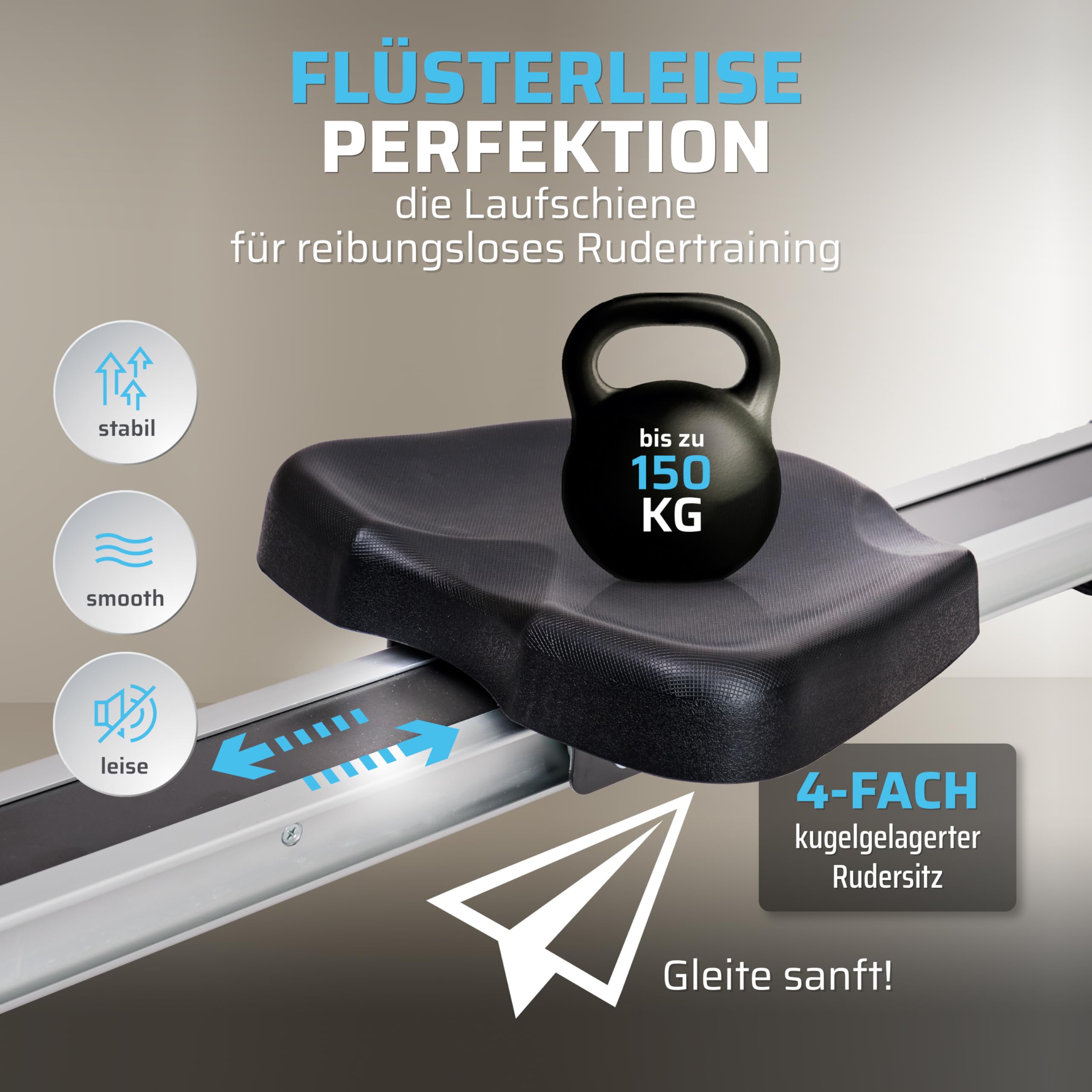 Rudergerät für zuhause klappbar - SportPlus Rudergerät klappbar extra leiser Magnetwiderstand - Rudermaschine für zuhause Kinomap - Rudergeräte Magnetwiderstand Trainingscomputer App Rowing Machine