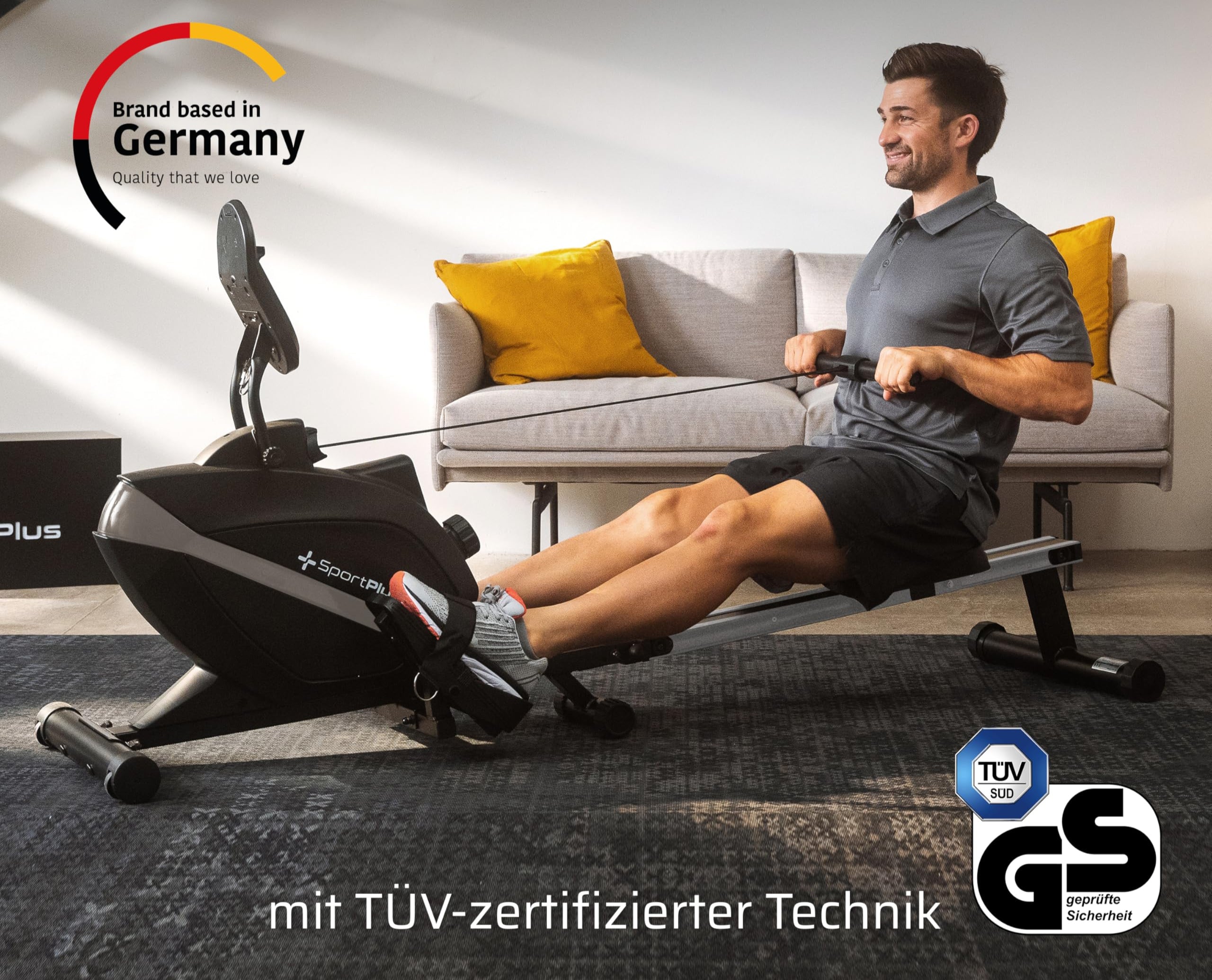 Rudergerät für zuhause klappbar - SportPlus Rudergerät klappbar extra leiser Magnetwiderstand - Rudermaschine für zuhause Kinomap - Rudergeräte Magnetwiderstand Trainingscomputer App Rowing Machine